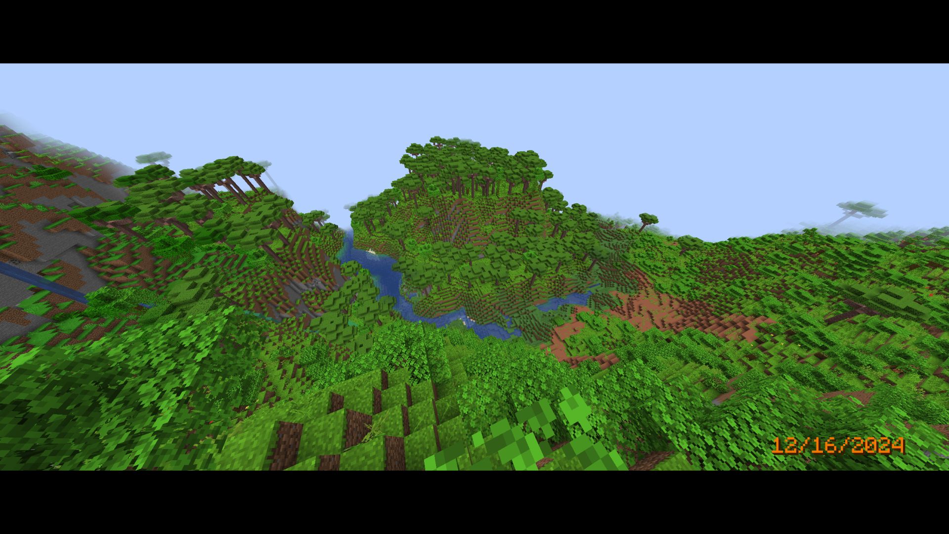 An image of a jungle island in a valley surrounded by a river.